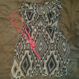 Black and white strapless dress